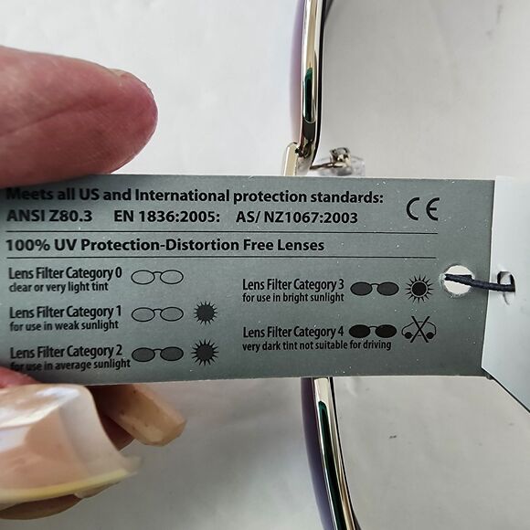 NYS Collection Sunglasses 4220 Cat 3 Blue Reflective Lenses Silvertone Frame - Picture 8 of 16